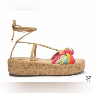 SCHUTZ Multicolor Woven Platform Sandals